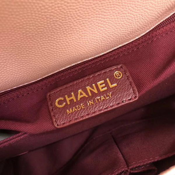 Chanel Classic Top Handle Bag Pink Cannage Pattern A92290 Gold