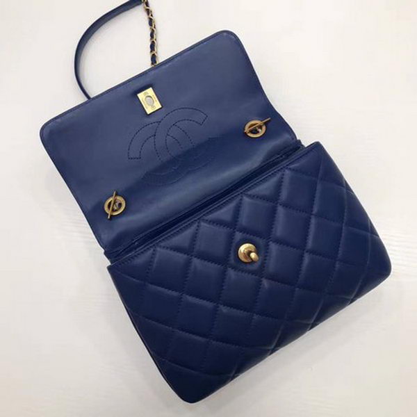 Chanel Classic Top Handle Bag Sheepskin Leather CHA2371 Blue