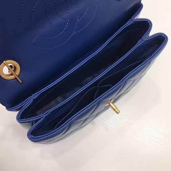 Chanel Classic Top Handle Bag Sheepskin Leather CHA2371 Blue