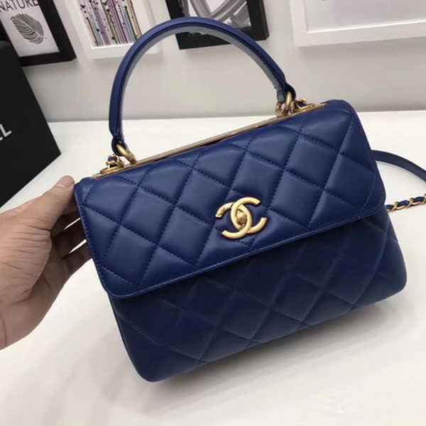 Chanel Classic Top Handle Bag Sheepskin Leather CHA2371 Blue