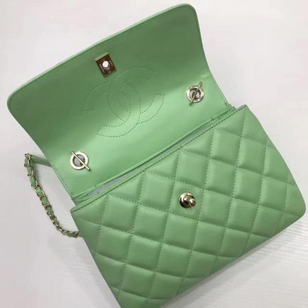 Chanel Classic Top Handle Bag Sheepskin Leather CHA2371 Green