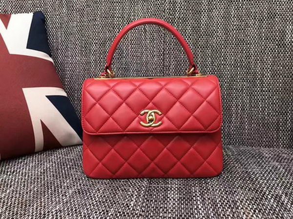 Chanel Classic Top Handle Bag Sheepskin Leather CHA2371 Red