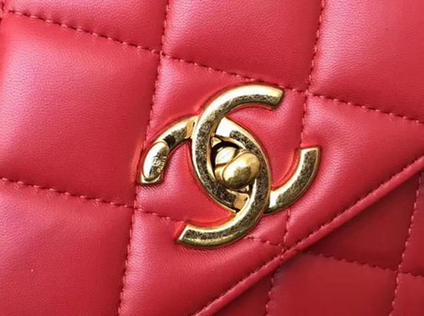 Chanel Classic Top Handle Bag Sheepskin Leather CHA2371 Red