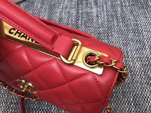 Chanel Classic Top Handle Bag Sheepskin Leather CHA2371 Red