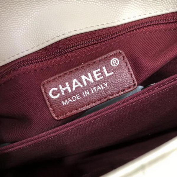 Chanel Classic Top Handle Bag White Cannage Pattern A92290 Red