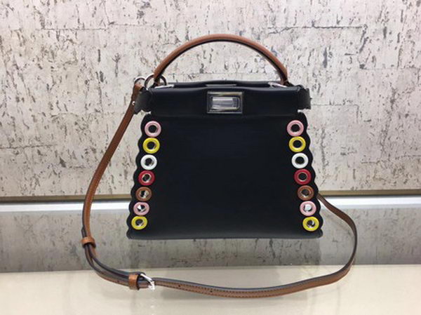 Fendi Peekaboo Mini Bag Calfskin Leather 8BN244 Black