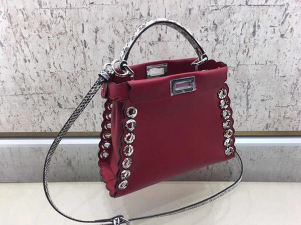 Fendi Peekaboo Mini Bag Calfskin Leather 8BN244 Red