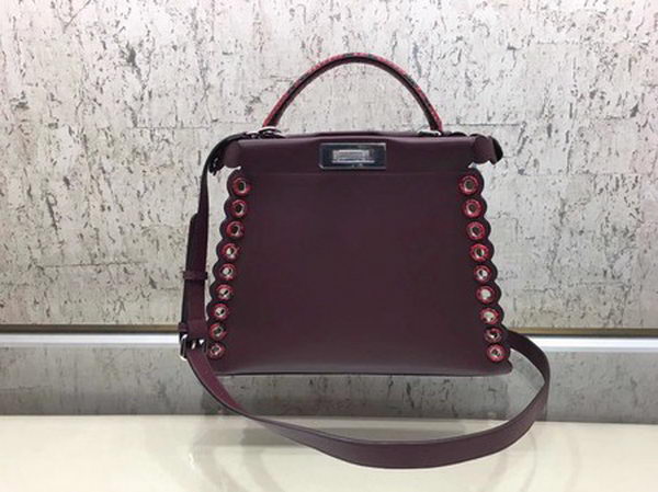 Fendi Peekaboo Small Bag Calfskin Leather 8BN245 Wine