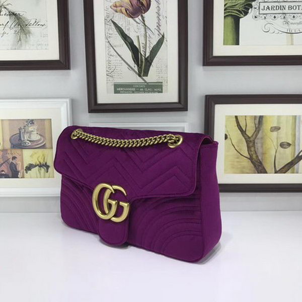 Gucci GG Marmont Embroidered Velvet Bag 443496 Purple