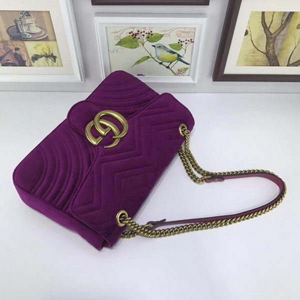 Gucci GG Marmont Embroidered Velvet Bag 443496 Purple