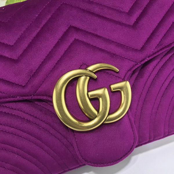 Gucci GG Marmont Embroidered Velvet Bag 443496 Purple