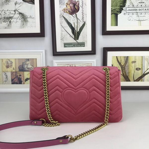 Gucci GG Marmont Medium Velvet Shoulder Bag 443496 Pink