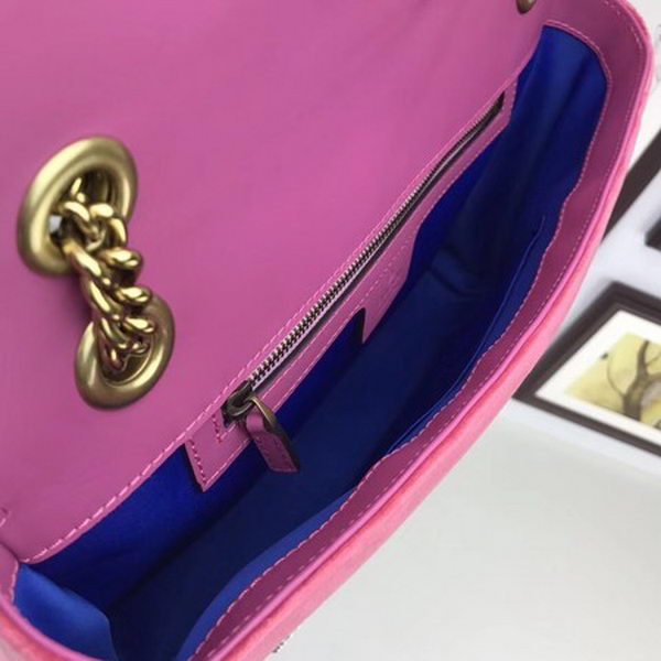 Gucci GG Marmont Medium Velvet Shoulder Bag 443496 Pink