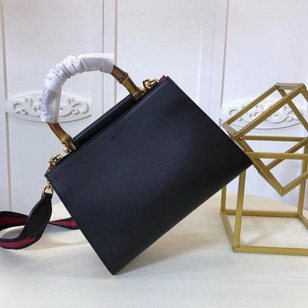 Gucci Nymphaea Leather Top Handle Bag 459076 Black