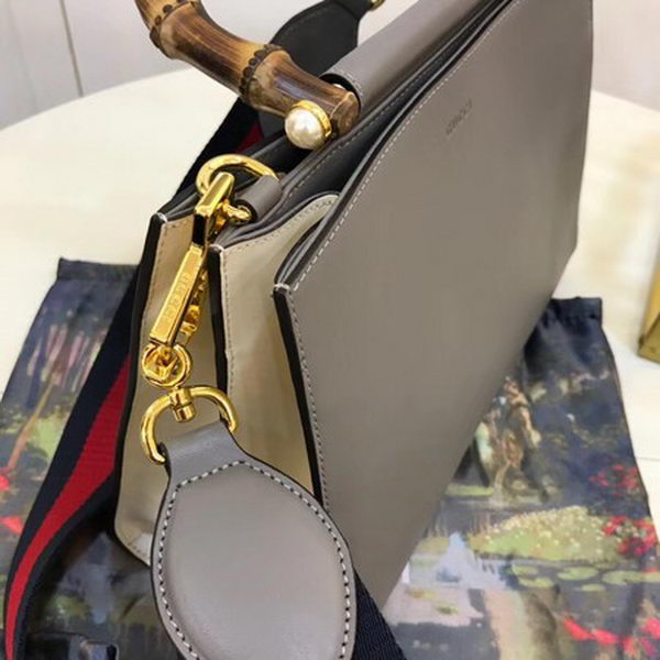 Gucci Nymphaea Leather Top Handle Bag 459076 Grey