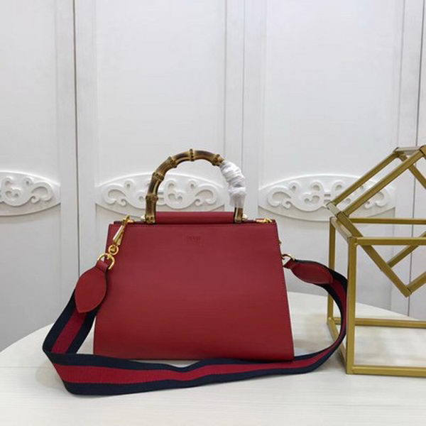 Gucci Nymphaea Leather Top Handle Bag 459076 Red