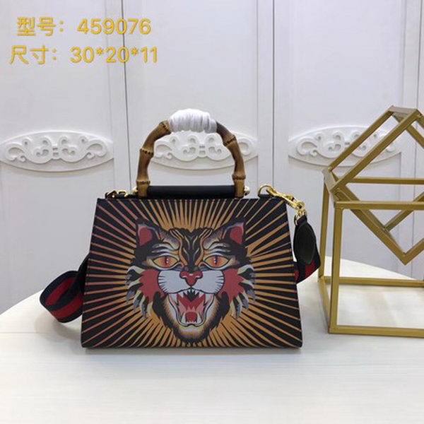 Gucci Nymphaea Leather Top Handle Bag 459076 Tiger