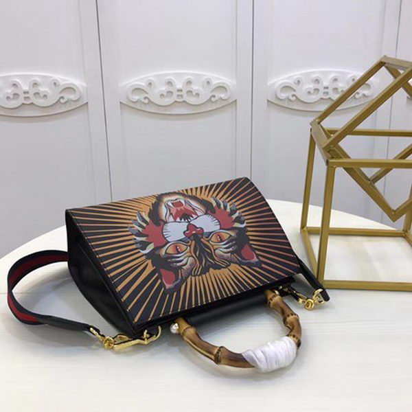 Gucci Nymphaea Leather Top Handle Bag 459076 Tiger