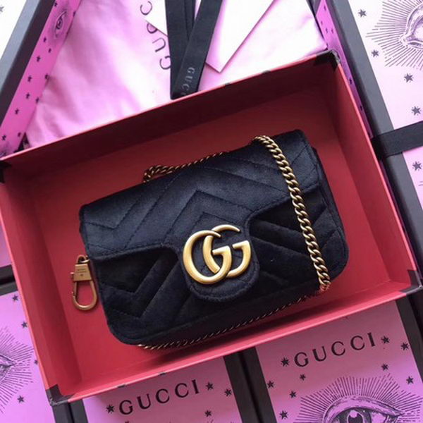 Gucci GG Marmont Velvet Super Mini Bag 476433 Black