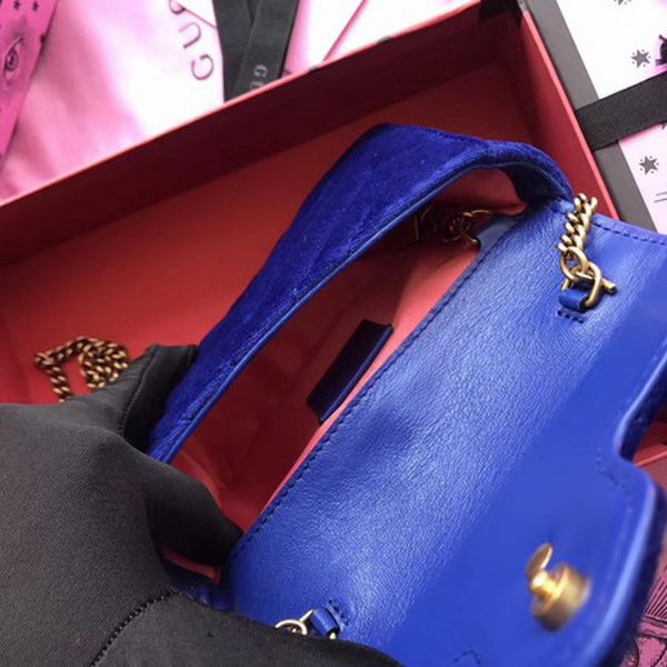 Gucci GG Marmont Velvet Super Mini Bag 476433 Blue