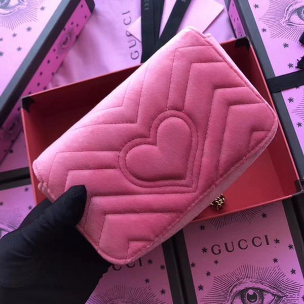 Gucci GG Marmont Velvet Super Mini Bag 476433 Pink