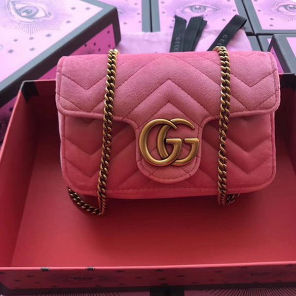 Gucci GG Marmont Velvet Super Mini Bag 476433 Pink