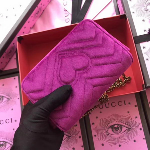 Gucci GG Marmont Velvet Super Mini Bag 476433 Purple