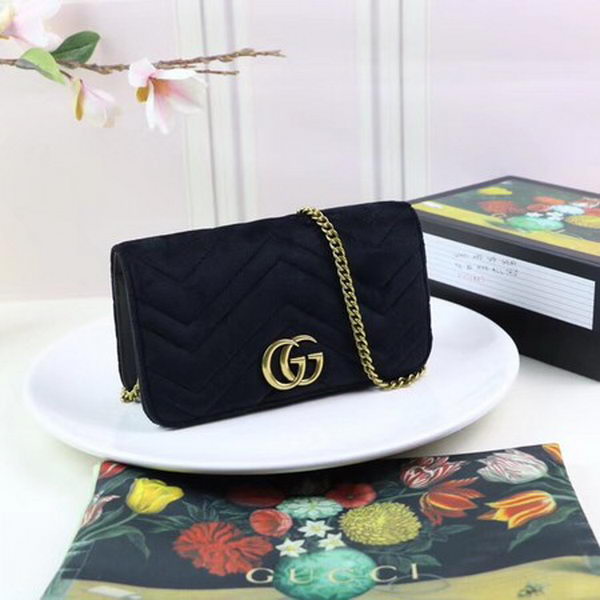 Gucci GG Marmont Embroidered Velvet Mini Bag 488426 Black