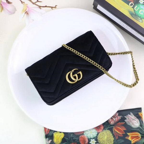 Gucci GG Marmont Embroidered Velvet Mini Bag 488426 Black