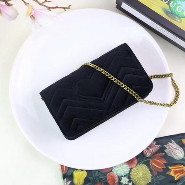 Gucci GG Marmont Embroidered Velvet Mini Bag 488426 Black