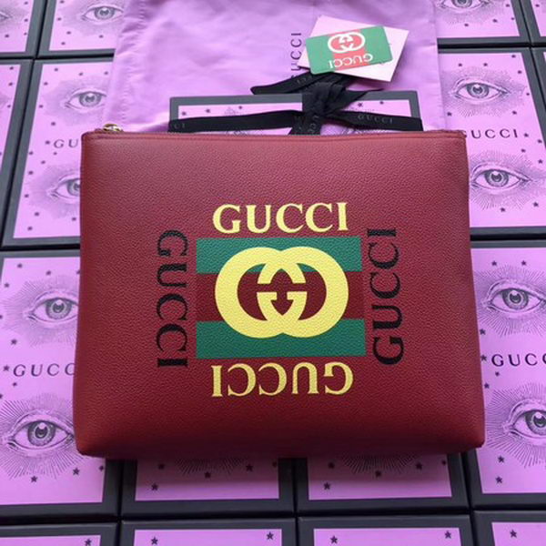 Gucci Print Leather Medium Portfolio ‎500981 Red