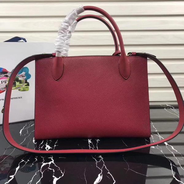 Prada Bibliotheque Handbag in Calf Leather 1BA155 Red