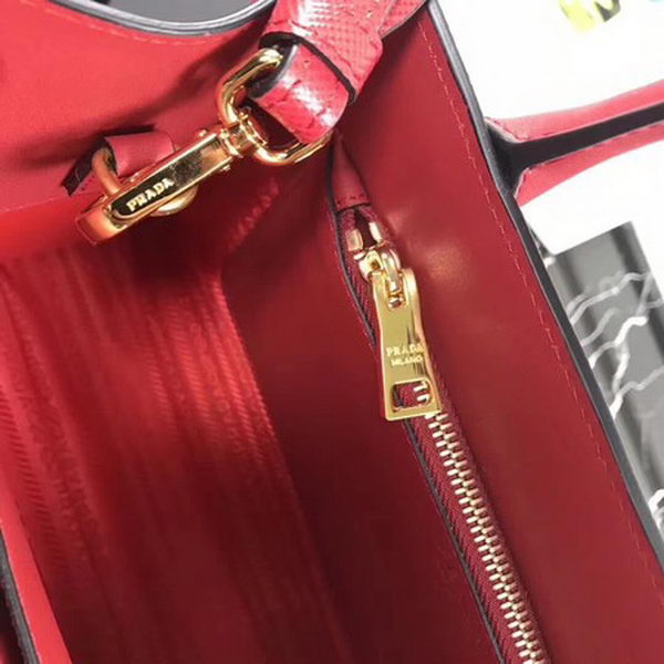 Prada Bibliotheque Handbag in Calf Leather 1BA155 Red