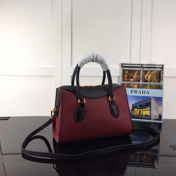 Prada Calfskin Leather Tote Bag 1BH093 Wine&Black