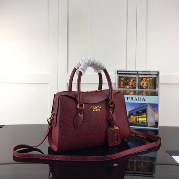 Prada Calfskin Leather Tote Bag 1BH093 Wine