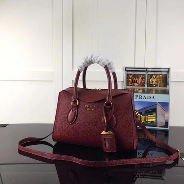 Prada Calfskin Leather Tote Bag 1BH093 Wine