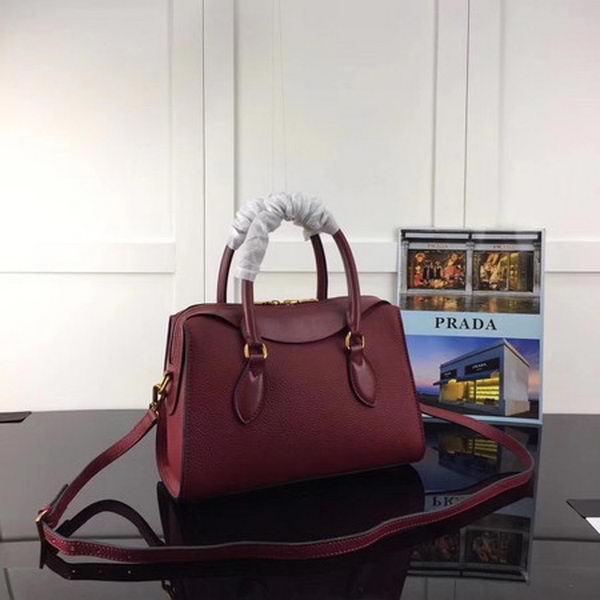 Prada Calfskin Leather Tote Bag 1BH093 Wine