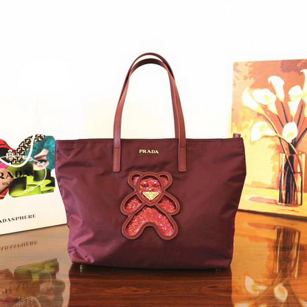 Prada Nylon Tote Bag 1BG052 Wine