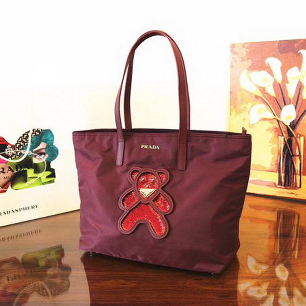 Prada Nylon Tote Bag 1BG052 Wine