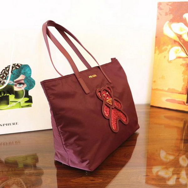 Prada Nylon Tote Bag 1BG052 Wine