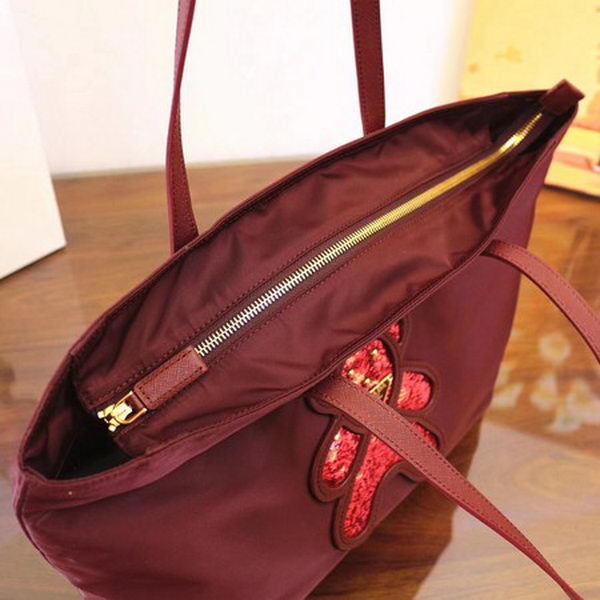 Prada Nylon Tote Bag 1BG052 Wine