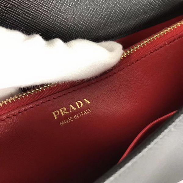 Prada Saffiano Logo Fold Over Shoulder Bag 1BP012 Black