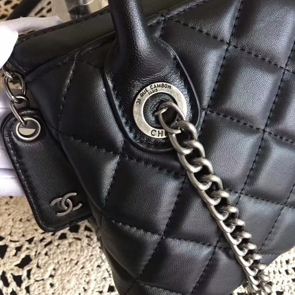 Chanel Sheepskin Leather Tote Bag 8230 Black