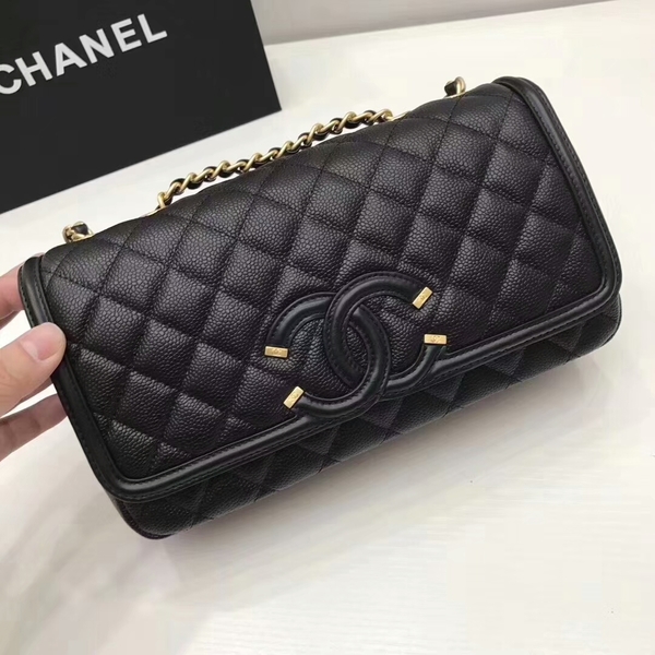 Chanel Original Cannage Pattern Shoulder Bag 66870 Black