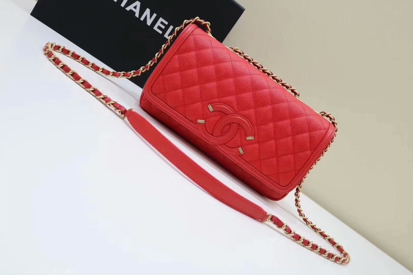 Chanel Original Cannage Pattern Shoulder Bag 66870 Red