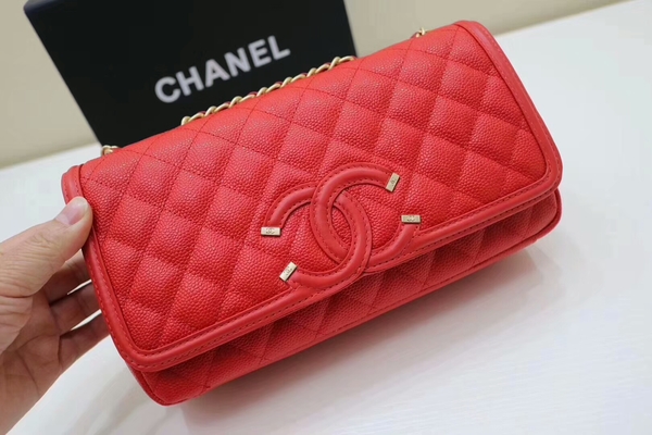 Chanel Original Cannage Pattern Shoulder Bag 66870 Red