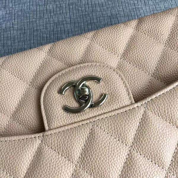 Chanel Flap Shoulder Bags Camel Original Calfskin Leather CF1113 Silver