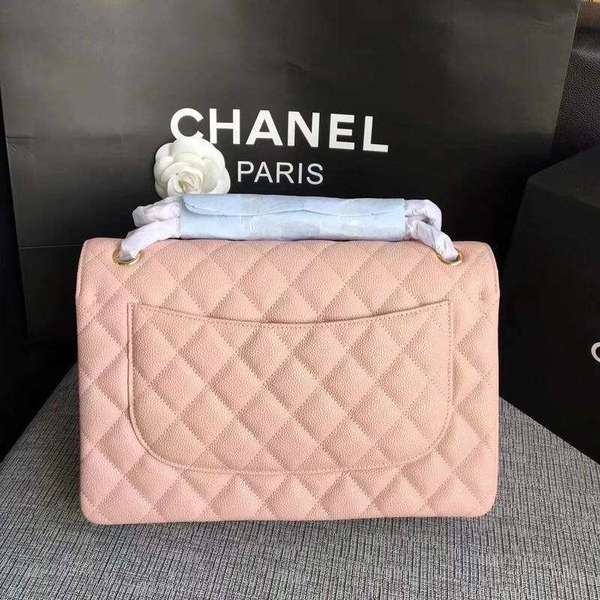 Chanel Flap Shoulder Bags Pink Original Calfskin Leather CF1113 Gold