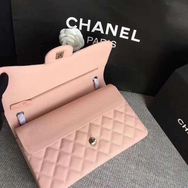 Chanel Flap Shoulder Bags Pink Original Calfskin Leather CF1113 Silver