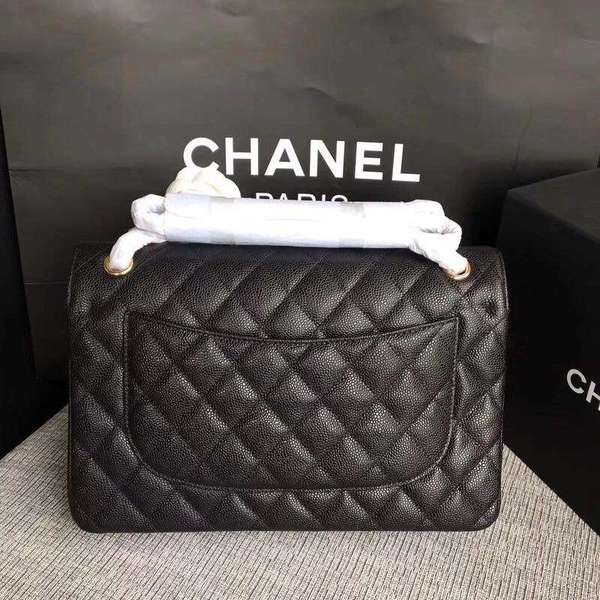 Chanel Flap Shoulder Bags Black Original Calfskin Leather CF1113 Gold